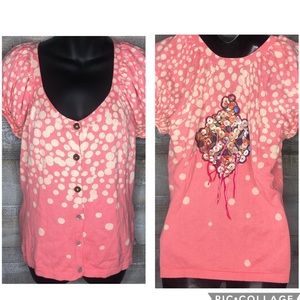 Oilily pink polka dot button cardigan